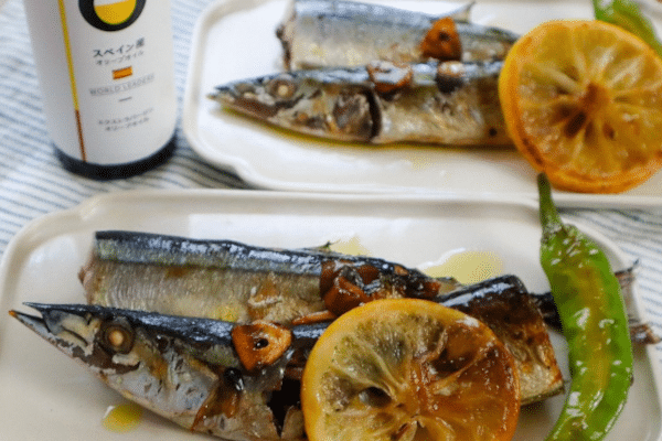 秋刀魚のスペイン産オリーブオイル焼き